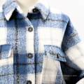 women's woolen shirt collar plaid coat